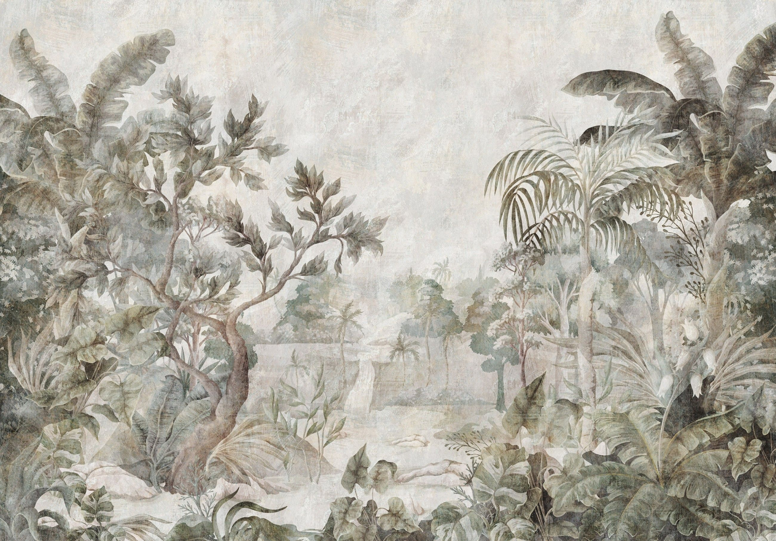 Флис Фототапет Художествен стил тропическа гора